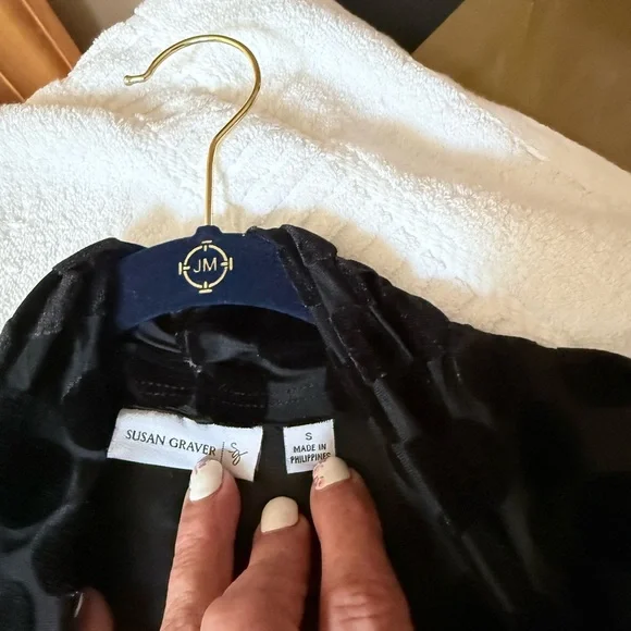 Susan Graver Black Textured Polka Dot Vest - Picture 3 of 4